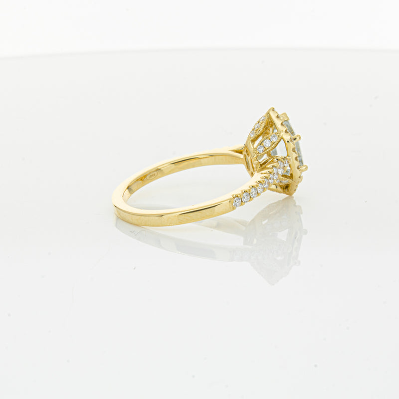 18ct Yellow Gold Aquamarine & Diamond Mini Sierra Ring-Ring-Walker & Hall