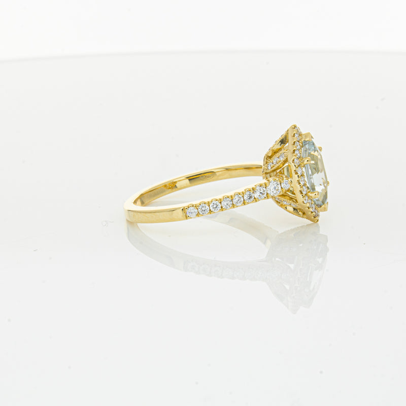 18ct Yellow Gold Aquamarine & Diamond Mini Sierra Ring-Ring-Walker & Hall