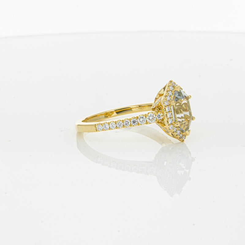 18ct Yellow Gold Aquamarine & Diamond Mini Sierra Ring-Ring-Walker & Hall