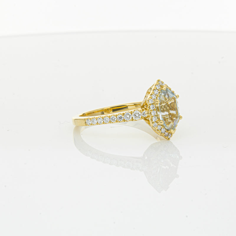 18ct Yellow Gold Aquamarine & Diamond Mini Sierra Ring-Ring-Walker & Hall