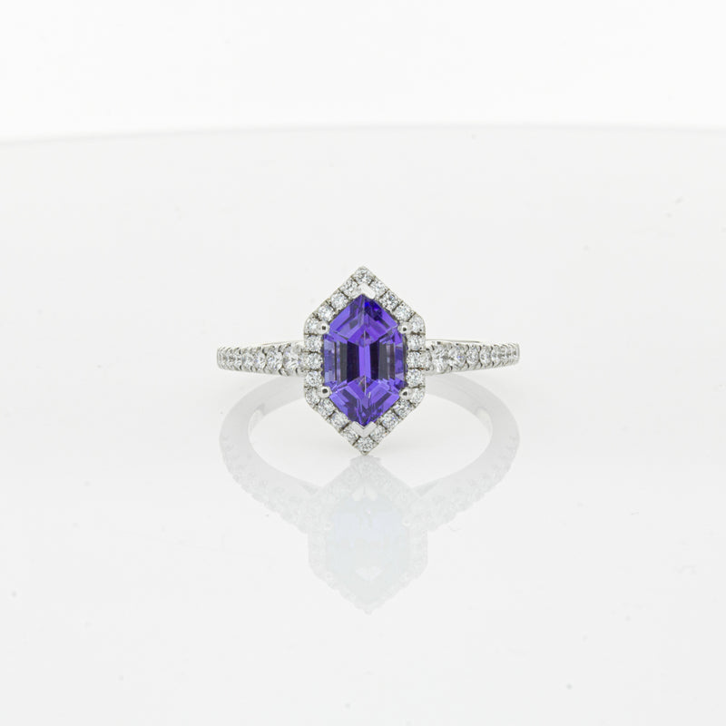 18ct White Gold 1.30ct Tanzanite & Diamond Mini Sierra Ring-Ring-Walker & Hall