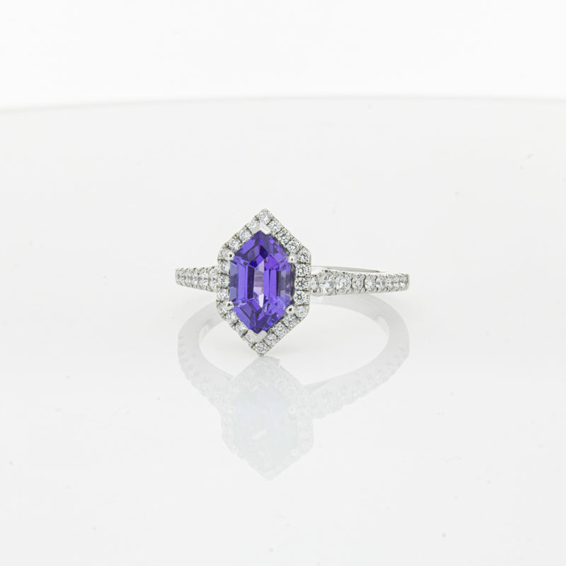 18ct White Gold 1.30ct Tanzanite & Diamond Mini Sierra Ring-Ring-Walker & Hall