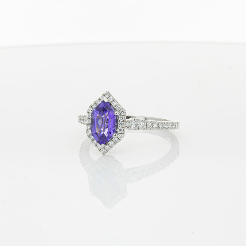 18ct White Gold 1.30ct Tanzanite & Diamond Mini Sierra Ring-Ring-Walker & Hall