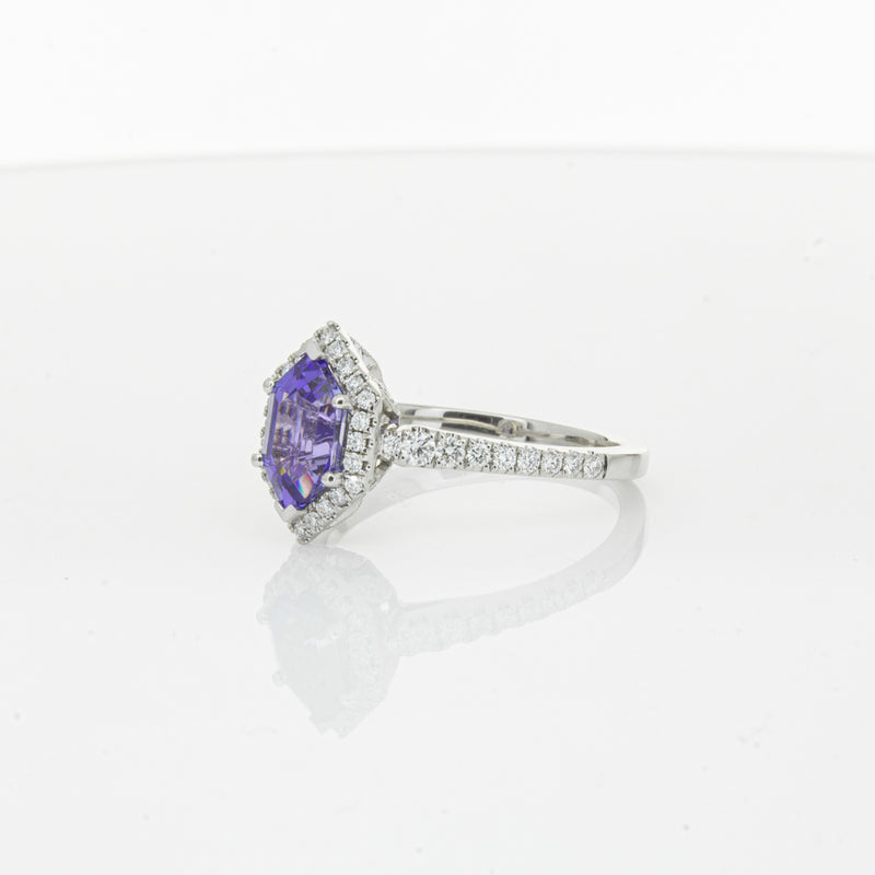 18ct White Gold 1.30ct Tanzanite & Diamond Mini Sierra Ring-Ring-Walker & Hall