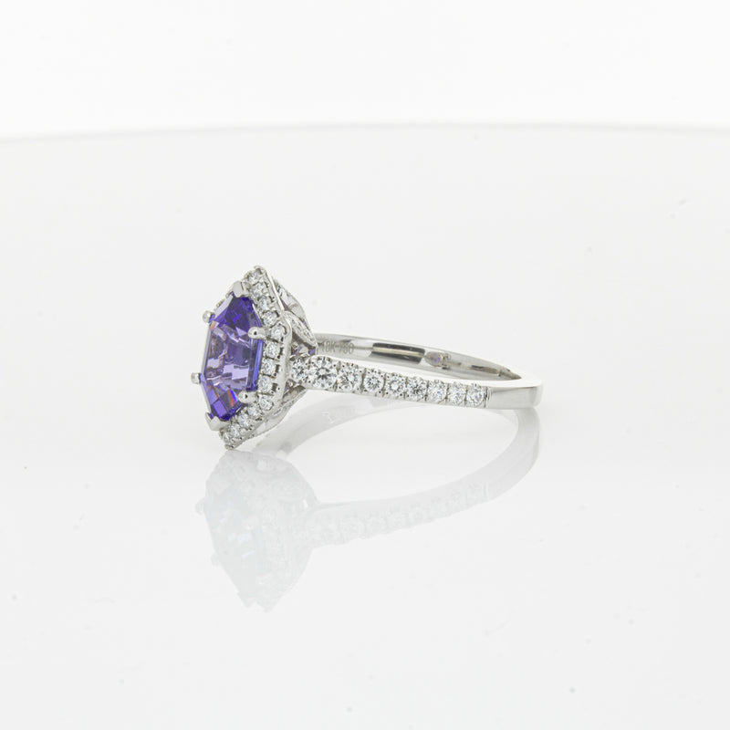 18ct White Gold 1.30ct Tanzanite & Diamond Mini Sierra Ring-Ring-Walker & Hall