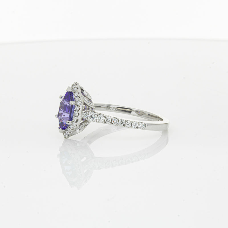 18ct White Gold 1.30ct Tanzanite & Diamond Mini Sierra Ring-Ring-Walker & Hall