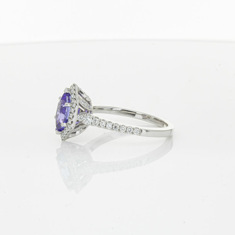 18ct White Gold 1.30ct Tanzanite & Diamond Mini Sierra Ring-Ring-Walker & Hall