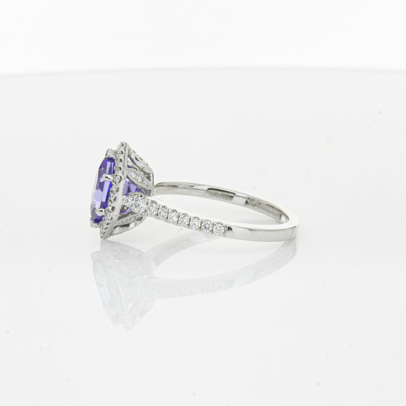 18ct White Gold 1.30ct Tanzanite & Diamond Mini Sierra Ring-Ring-Walker & Hall