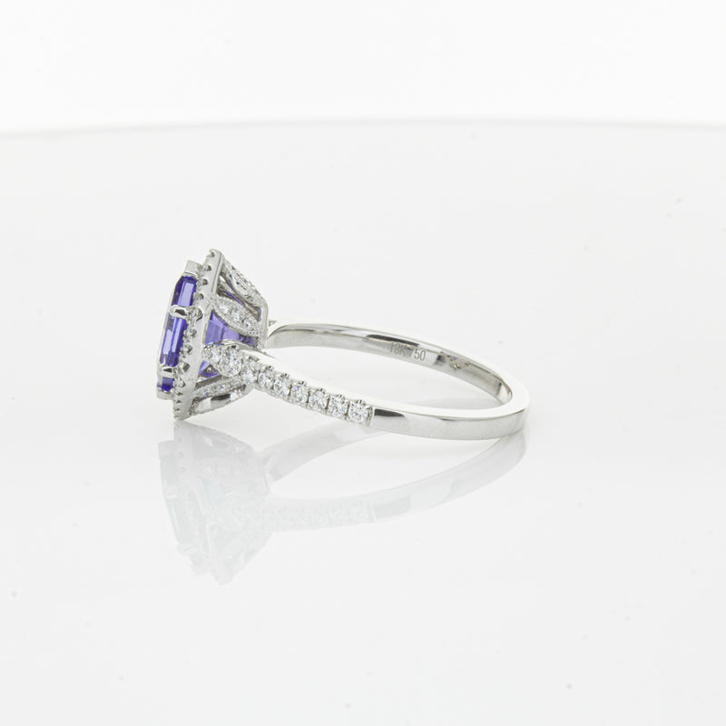 18ct White Gold 1.30ct Tanzanite & Diamond Mini Sierra Ring-Ring-Walker & Hall