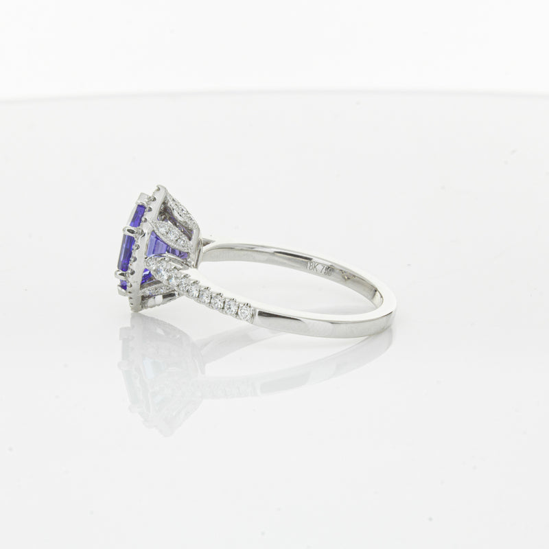 18ct White Gold 1.30ct Tanzanite & Diamond Mini Sierra Ring-Ring-Walker & Hall