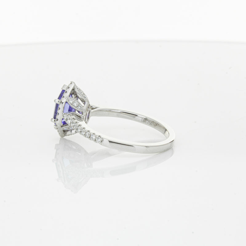 18ct White Gold 1.30ct Tanzanite & Diamond Mini Sierra Ring-Ring-Walker & Hall