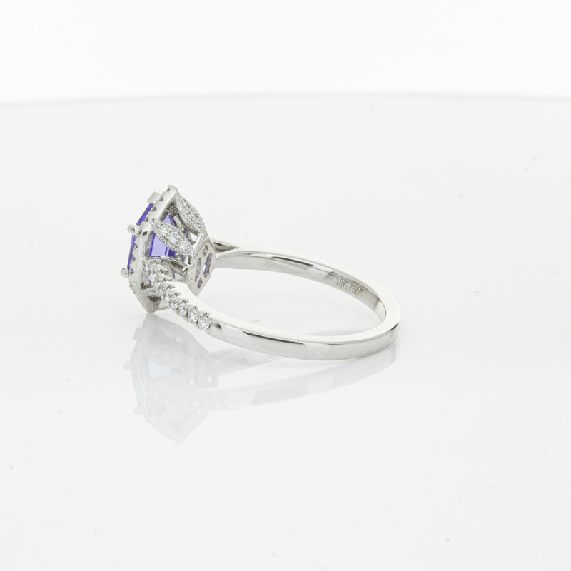 18ct White Gold 1.30ct Tanzanite & Diamond Mini Sierra Ring-Ring-Walker & Hall
