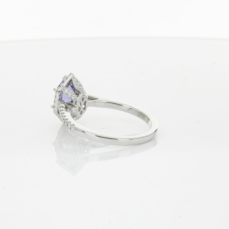 18ct White Gold 1.30ct Tanzanite & Diamond Mini Sierra Ring-Ring-Walker & Hall