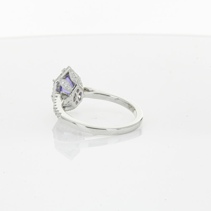 18ct White Gold 1.30ct Tanzanite & Diamond Mini Sierra Ring-Ring-Walker & Hall