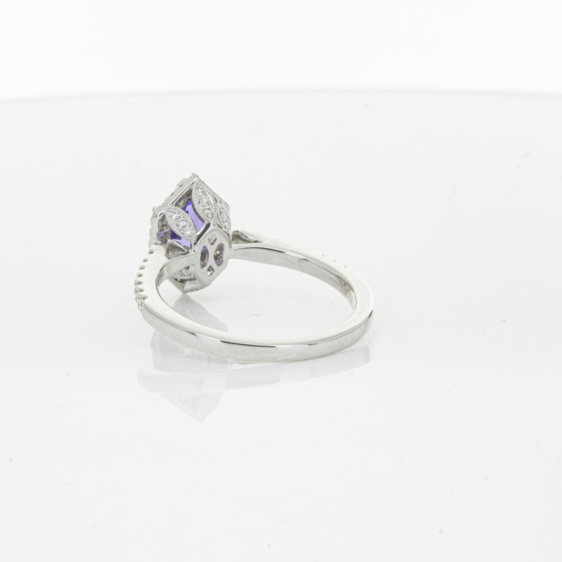 18ct White Gold 1.30ct Tanzanite & Diamond Mini Sierra Ring-Ring-Walker & Hall