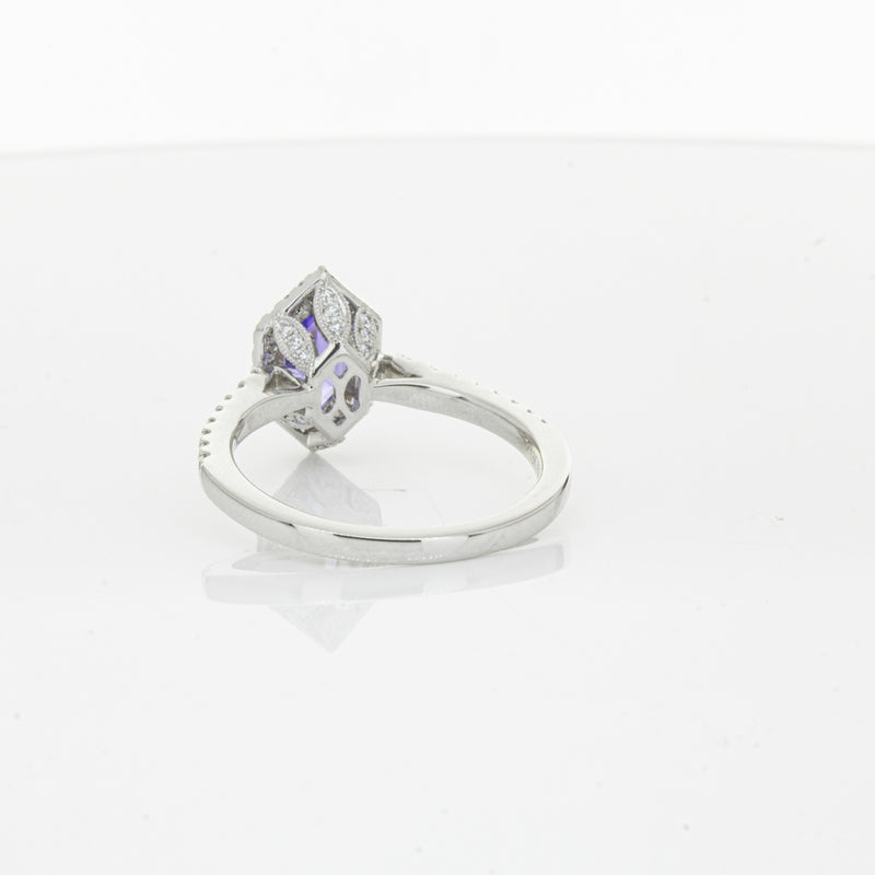 18ct White Gold 1.30ct Tanzanite & Diamond Mini Sierra Ring-Ring-Walker & Hall
