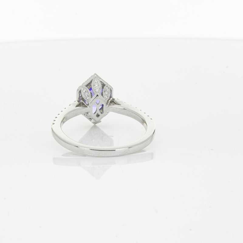 18ct White Gold 1.30ct Tanzanite & Diamond Mini Sierra Ring-Ring-Walker & Hall