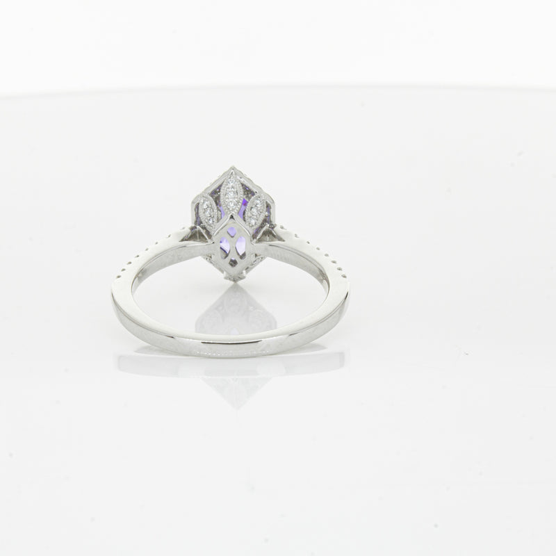 18ct White Gold 1.30ct Tanzanite & Diamond Mini Sierra Ring-Ring-Walker & Hall