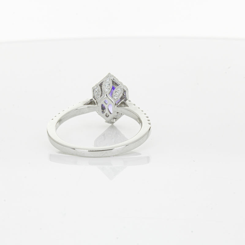 18ct White Gold 1.30ct Tanzanite & Diamond Mini Sierra Ring-Ring-Walker & Hall