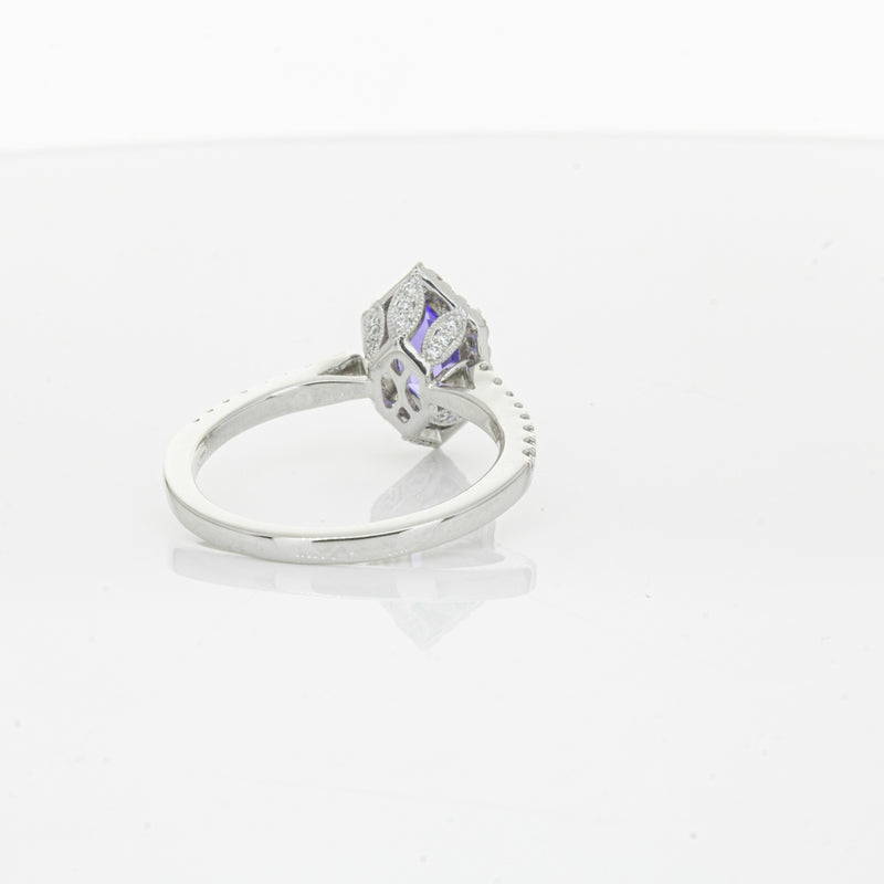 18ct White Gold 1.30ct Tanzanite & Diamond Mini Sierra Ring-Ring-Walker & Hall