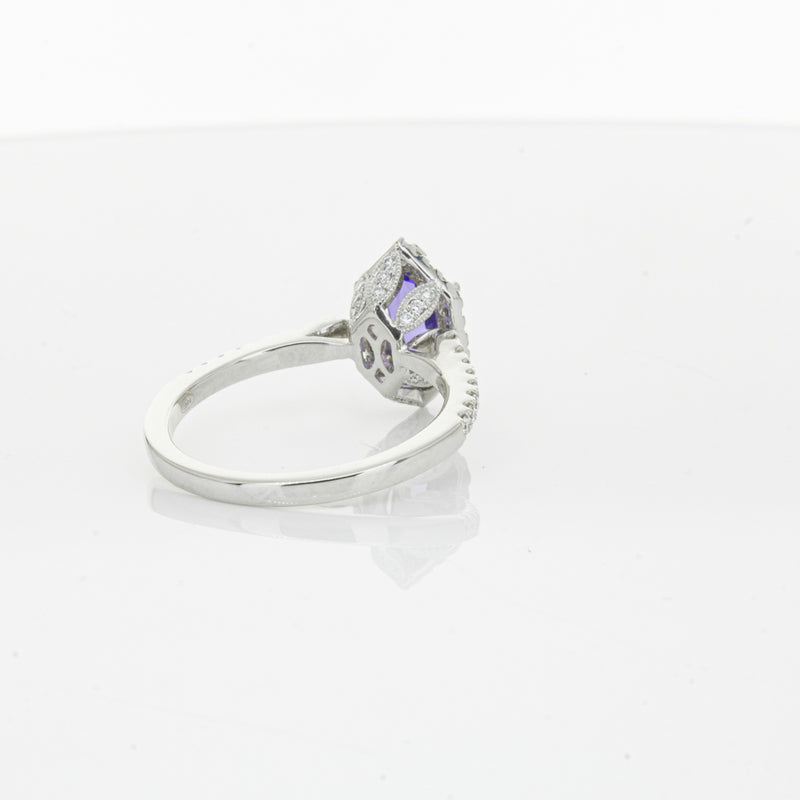 18ct White Gold 1.30ct Tanzanite & Diamond Mini Sierra Ring-Ring-Walker & Hall