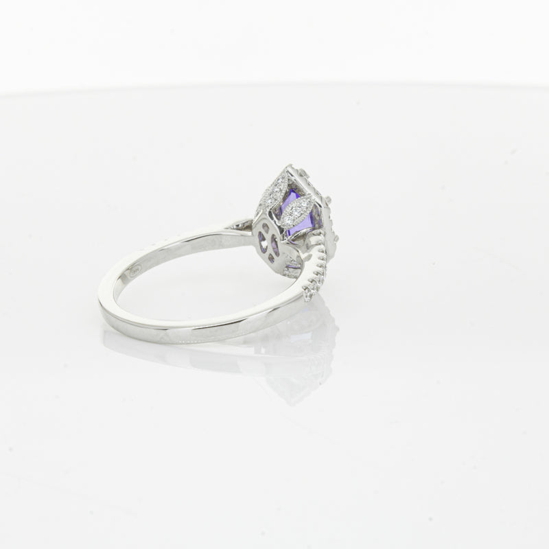 18ct White Gold 1.30ct Tanzanite & Diamond Mini Sierra Ring-Ring-Walker & Hall