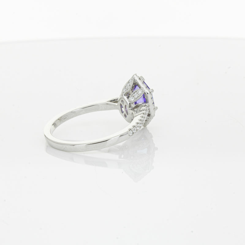 18ct White Gold 1.30ct Tanzanite & Diamond Mini Sierra Ring-Ring-Walker & Hall
