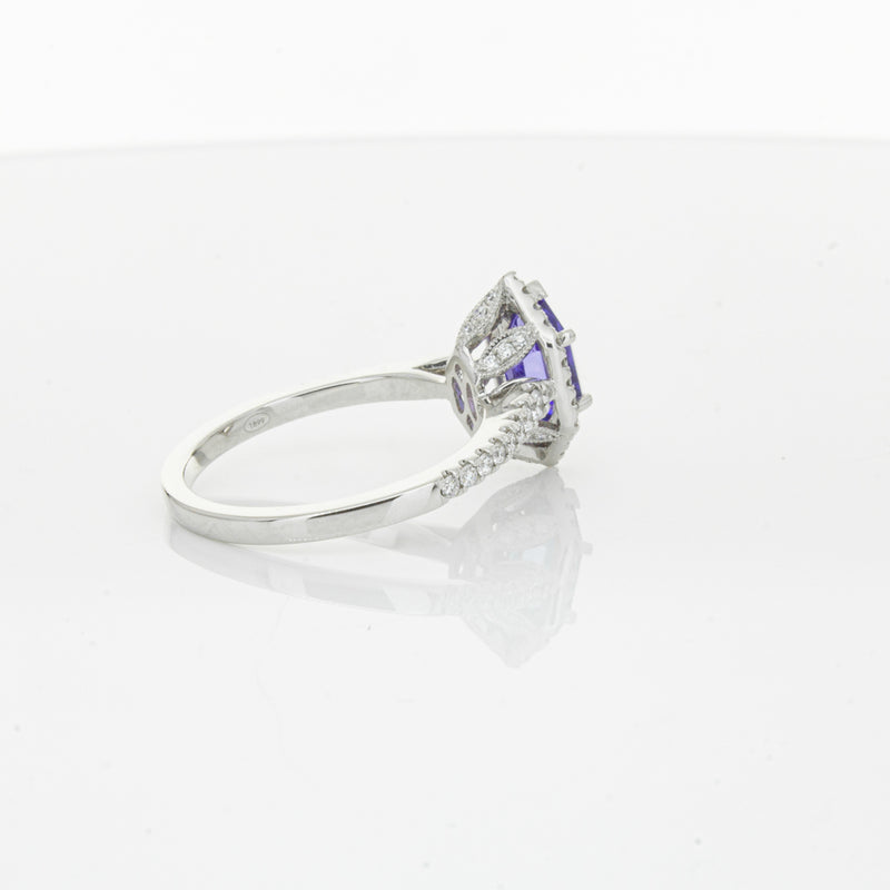 18ct White Gold 1.30ct Tanzanite & Diamond Mini Sierra Ring-Ring-Walker & Hall