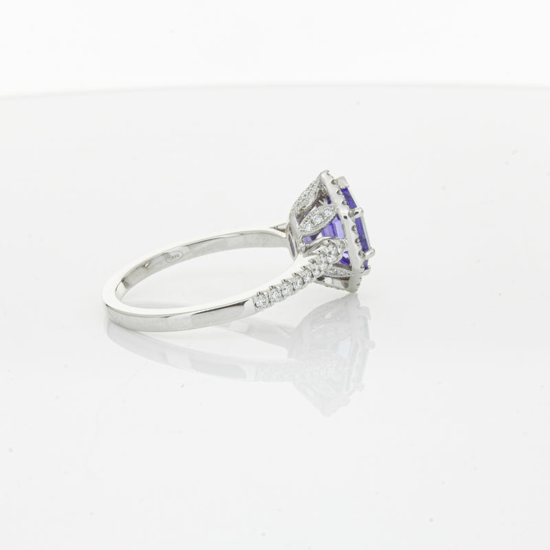 18ct White Gold 1.30ct Tanzanite & Diamond Mini Sierra Ring-Ring-Walker & Hall