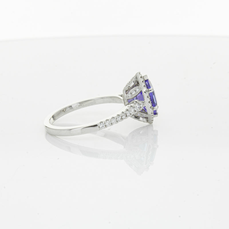 18ct White Gold 1.30ct Tanzanite & Diamond Mini Sierra Ring-Ring-Walker & Hall