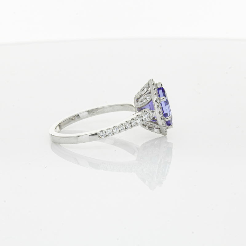 18ct White Gold 1.30ct Tanzanite & Diamond Mini Sierra Ring-Ring-Walker & Hall
