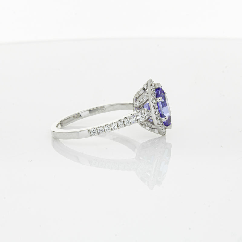 18ct White Gold 1.30ct Tanzanite & Diamond Mini Sierra Ring-Ring-Walker & Hall