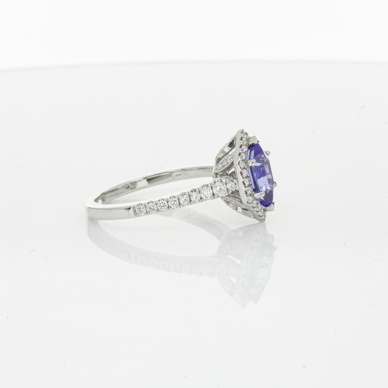 18ct White Gold 1.30ct Tanzanite & Diamond Mini Sierra Ring-Ring-Walker & Hall