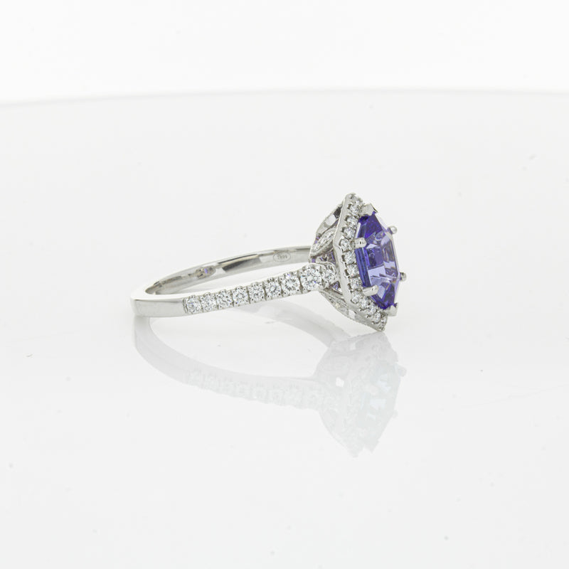 18ct White Gold 1.30ct Tanzanite & Diamond Mini Sierra Ring-Ring-Walker & Hall