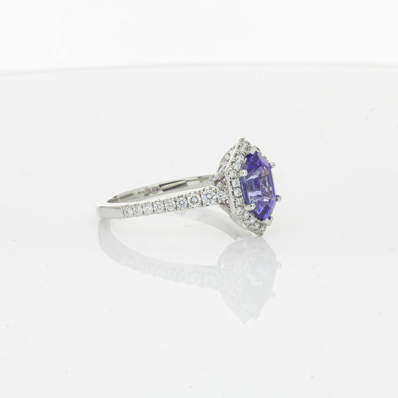 18ct White Gold 1.30ct Tanzanite & Diamond Mini Sierra Ring-Ring-Walker & Hall