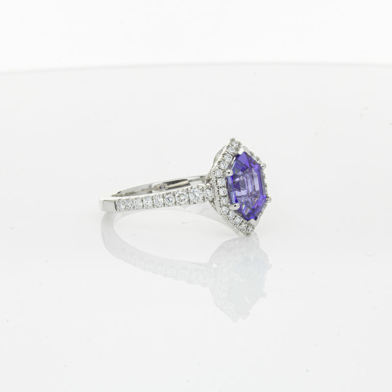 18ct White Gold 1.30ct Tanzanite & Diamond Mini Sierra Ring-Ring-Walker & Hall
