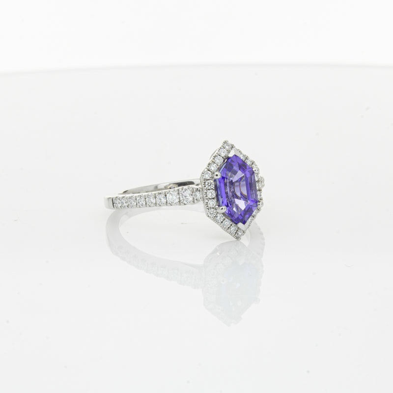 18ct White Gold 1.30ct Tanzanite & Diamond Mini Sierra Ring-Ring-Walker & Hall