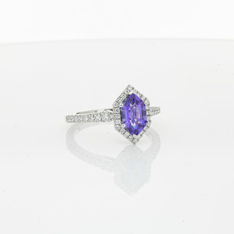 18ct White Gold 1.30ct Tanzanite & Diamond Mini Sierra Ring-Ring-Walker & Hall