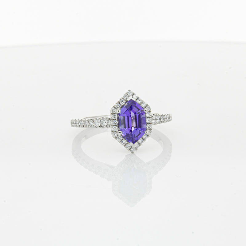 18ct White Gold 1.30ct Tanzanite & Diamond Mini Sierra Ring-Ring-Walker & Hall