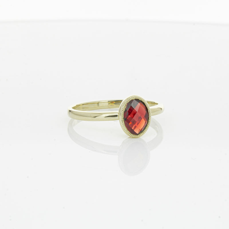 9ct Yellow Gold Garnet Saffron Ring-Ring-Walker & Hall
