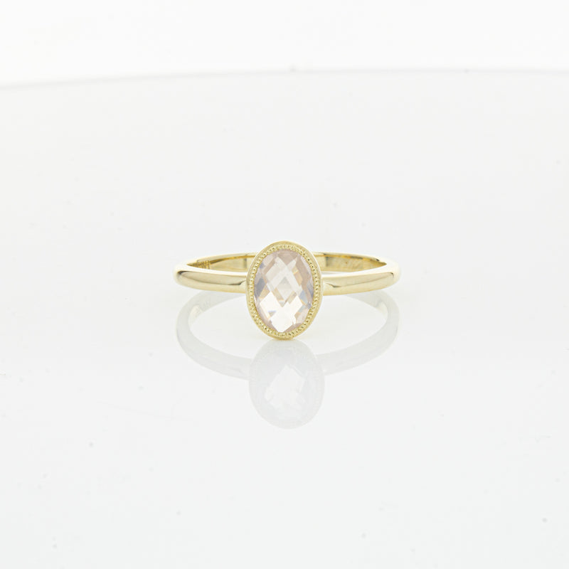9ct Yellow Gold Rose Quartz Rose Hip Ring-Ring-Walker & Hall