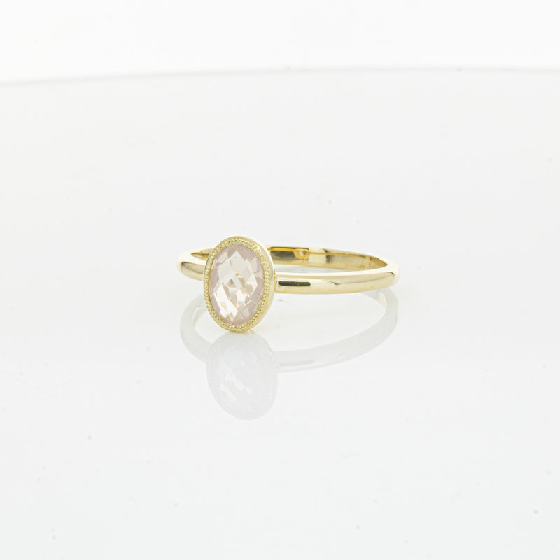 9ct Yellow Gold Rose Quartz Rose Hip Ring-Ring-Walker & Hall