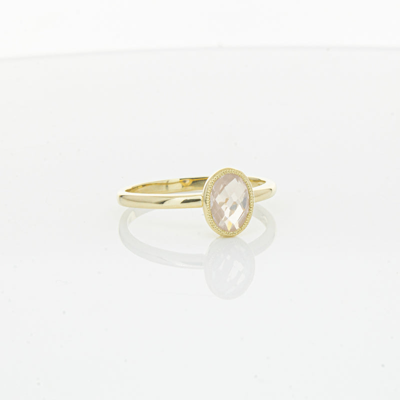 9ct Yellow Gold Rose Quartz Rose Hip Ring-Ring-Walker & Hall
