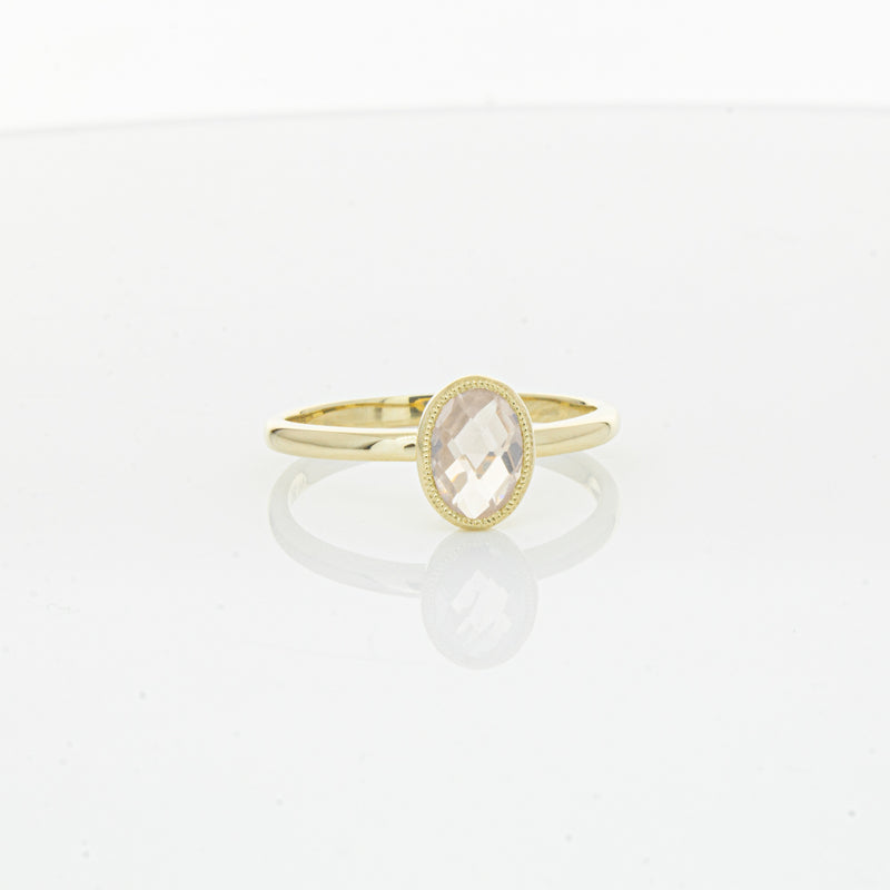 9ct Yellow Gold Rose Quartz Rose Hip Ring-Ring-Walker & Hall
