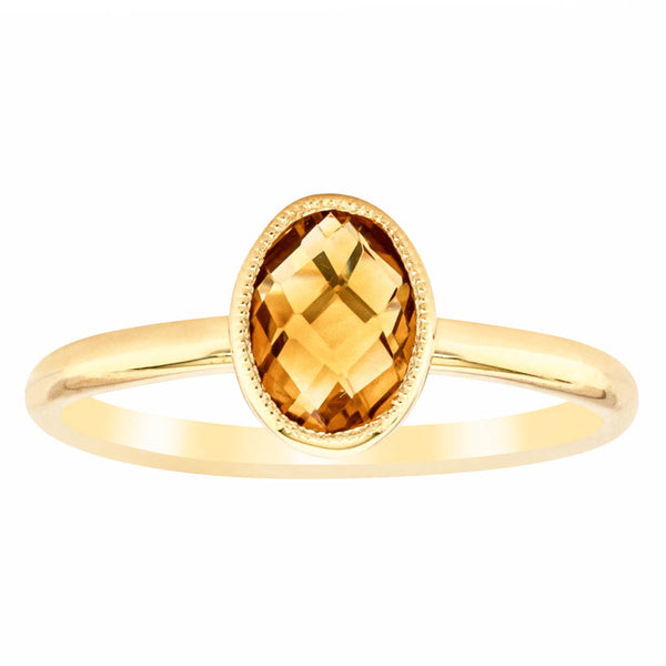 9ct Yellow Gold Citrine Elderflower Ring - Ring - Walker & Hall