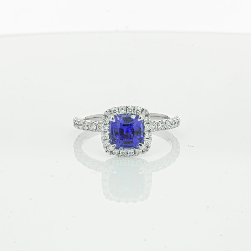 18ct White Gold 1.28ct Sapphire & Diamond Ring-Ring-Walker & Hall
