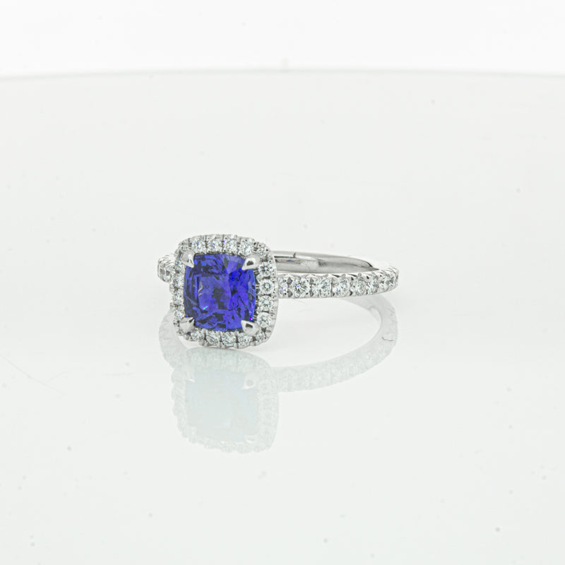 18ct White Gold 1.28ct Sapphire & Diamond Ring-Ring-Walker & Hall
