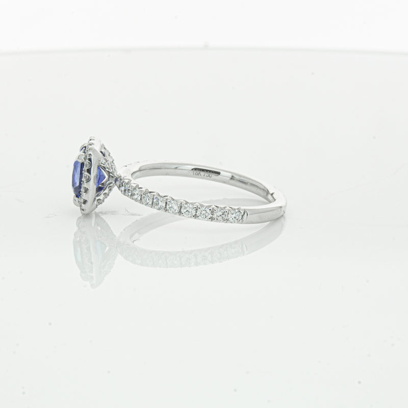 18ct White Gold 1.28ct Sapphire & Diamond Ring-Ring-Walker & Hall