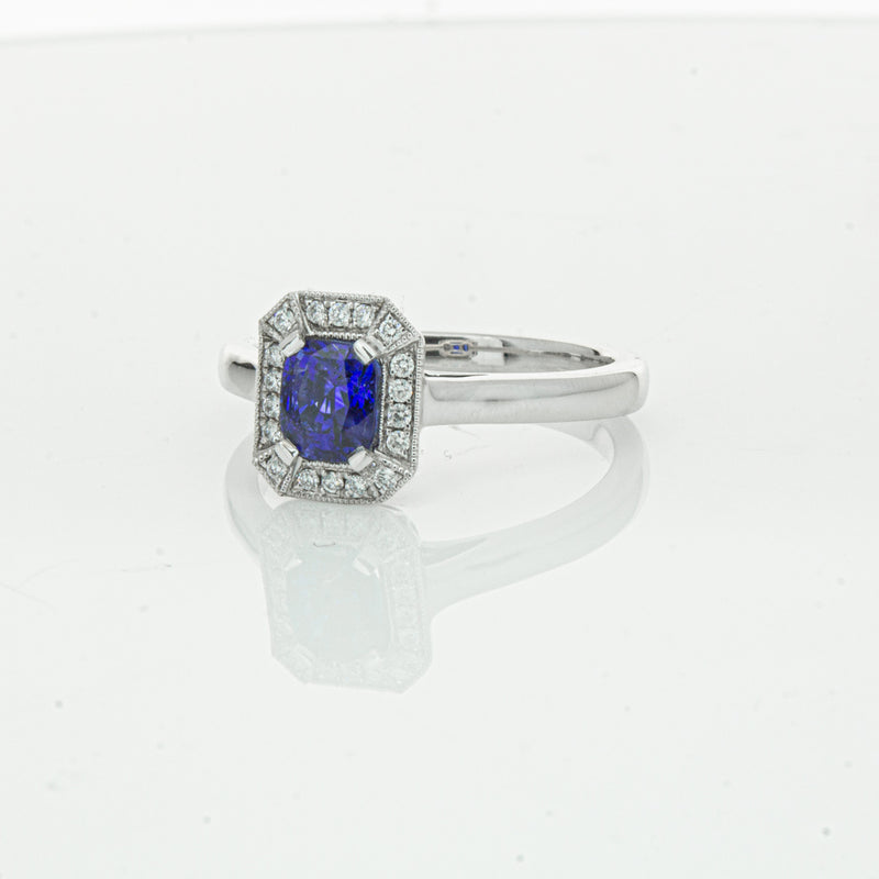 18ct White Gold 1.03ct Sapphire & Diamond Empire Ring-Ring-Walker & Hall