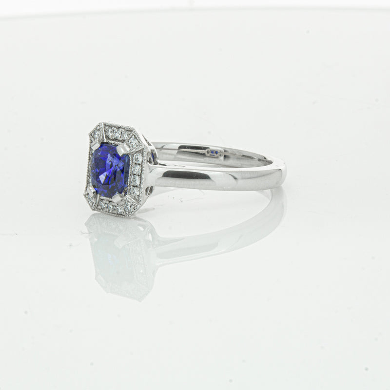 18ct White Gold 1.03ct Sapphire & Diamond Empire Ring-Ring-Walker & Hall